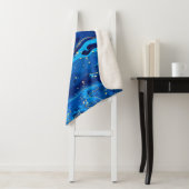 Luxe Blauw Goud Marmeren Textuur Sherpa Deken (In situ)