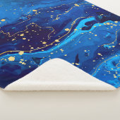 Luxe Blauw Goud Marmeren Textuur Sherpa Deken (3/4)