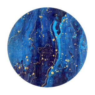 Luxe Blauw Goud Marmeren Textuur Snijplank