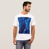 Luxe Blauw Goud Marmeren Textuur T-shirt (Voorkant volledig)