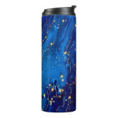 Luxe Blauw Goud Marmeren Textuur Thermosbeker (Gedraaid links)