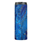 Luxe Blauw Goud Marmeren Textuur Thermosbeker (Achterkant)