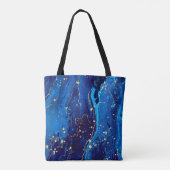 Luxe Blauw Goud Marmeren Textuur Tote Bag (Achterkant)