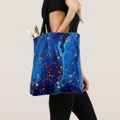 Luxe Blauw Goud Marmeren Textuur Tote Bag (Dichtbij)