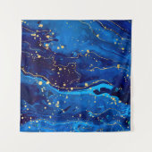 Luxe Blauw Goud Marmeren Textuur Wandkleed (Voorkant (horizontaal))