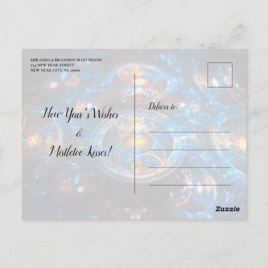 Luxe Blauw Goud Nieuwjaar Eve Party Uitnodiging (Achterkant)