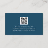 Luxe Blauw Goud QR Code Mode Trendy Modern Visitekaartje (Achterkant)