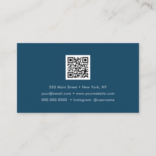Luxe Blauw Goud QR Code Mode Trendy Modern Visitekaartje (Achterkant)