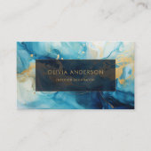 Luxe Blauw Goud QR Code Mode Trendy Modern Visitekaartje (Voorkant)