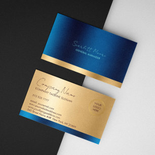Luxe Blauw & Goud Visitekaartje