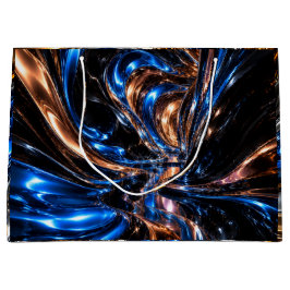 Luxe Blauw Goud Zilver Metaalglans Werveling Groot Cadeauzakje