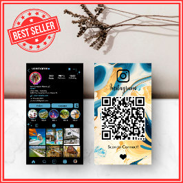 LUXE Blauw & Goud Zwart Instagram Marmeren Agaat Q Visitekaartje