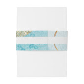 Luxe Blauw & Gouden Waterverf Abstract Uitnodigingen Wikkel (Achterkant Voorbeeld)