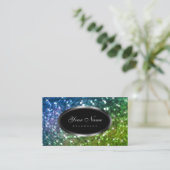 Luxe Blauw Groen Glitter Shimmery Sterren Eleganti Visitekaartje (Staand voorkant)
