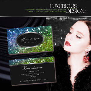 Luxe Blauw Groen Glitter Shimmery Sterren Eleganti Visitekaartje
