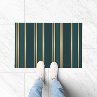 Luxe blauw groen goud gestreepte cadeauverpakking deurmat