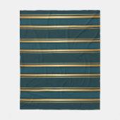 Luxe blauw groen goud gestreepte cadeauverpakking fleece deken (Voorkant)