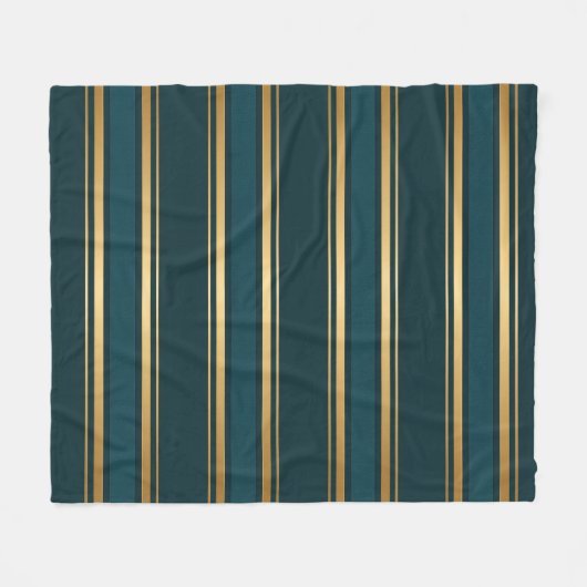 Luxe blauw groen goud gestreepte cadeauverpakking fleece deken (Voorkant (Horizontaal))
