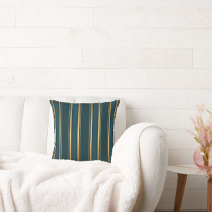 Luxe blauw groen goud gestreepte cadeauverpakkings kussen