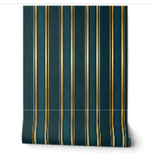 Luxe Blauw Groen Goud Streep Behang Patroon