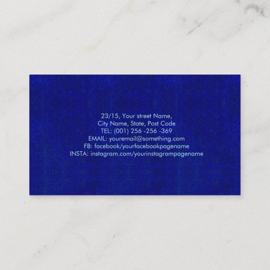 Luxe Blauw Lapis Lazuli Hamsa Hand Ornament Visitekaartje (Achterkant)