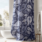Luxe blauw Paisley douchegordijn