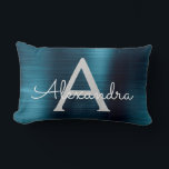 Luxe Blauw Roestvrij Staal Monogram Naam Kussen<br><div class="desc">Blue Faux Brushed Metal Metallic RVS Monogram Naam Monogram Mousepad. Deze monogrammed Mousepad kan worden aangepast om uw voornaam en initiaal op te nemen en is ideaal voor school of de kantoor en maakt een geweldig kerst- of verjaardagscadeau.</div>