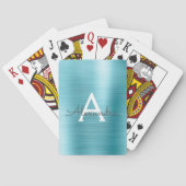 Luxe Blauw Roestvrij staal Monogram Pokerkaarten (Achterkant)