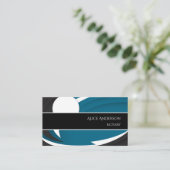 Luxe blauw wit elegant professioneel vrouwelijk visitekaartje (Staand voorkant)