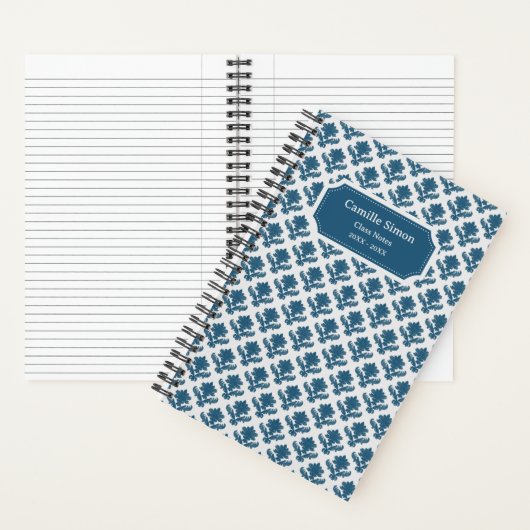 Luxe Blauw & Wit Frans Tapijt Persoonlijk Gemaakt Notitieboek (Binnen)