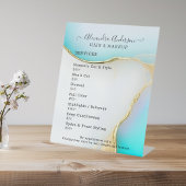 Luxe Blauw Wit Goud Accenten Agaat Prijslijst Reclamebord Met Voetstuk