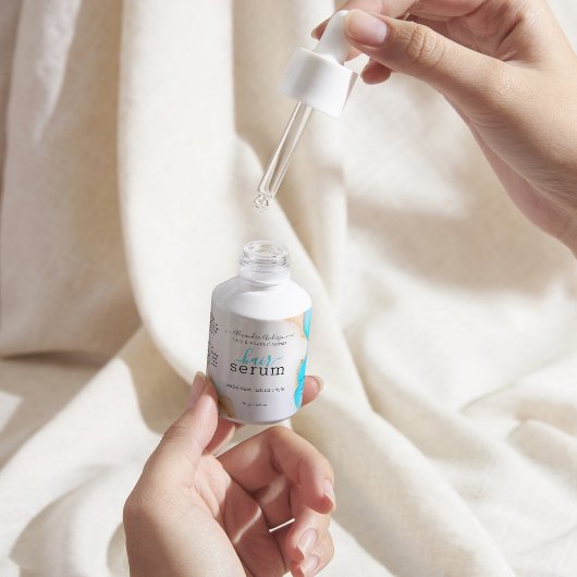 Luxe Blauw Wit Goud Holografisch Agaat Product Etiket