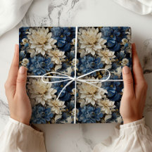 Luxe Blauw Wit Ivoor Bloemig Stijlvolle Verpakking