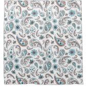 Luxe blauw & wit Paisley douchegordijn (Voorkant)