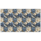 Luxe Blauw Witte Ivoor Bloem Zachte Tafelkleed (Voorkant (Horizontaal))