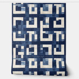 Luxe Blauwe 3D-Patroonontwerp Behang