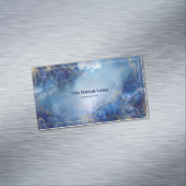 Luxe blauwe agaat geode & gouden glitter magnetisch visitekaartje (Voorbeeld)