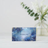 Luxe blauwe agaat geode & gouden glitter visitekaartje (Staand voorkant)