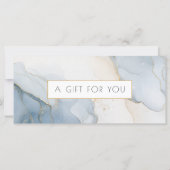 Luxe blauwe beige gouden marmeren cadeaubon (Voorkant)
