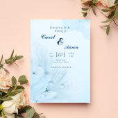 Luxe blauwe bloemenbruiloft kaart