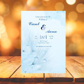 Luxe blauwe bloemenbruiloft kaart