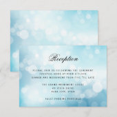 Luxe Blauwe Bokeh Glitter Licht TROUWRECEPTIE Informatiekaartje (Voorkant / Achterkant)