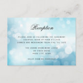 Luxe Blauwe Bokeh Glitter Lichte BRUILOFT RECEPTIE Informatiekaartje (Voorkant)