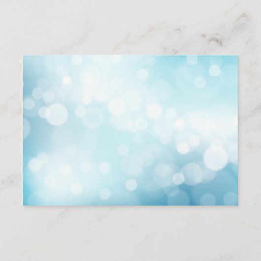 Luxe Blauwe Bokeh Glitter Lichte BRUILOFT RECEPTIE Informatiekaartje (Achterkant)