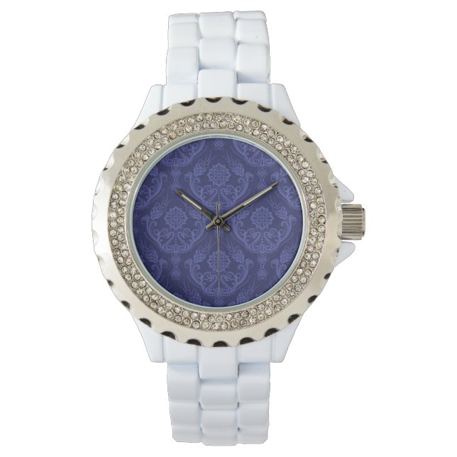 Luxe blauwe damesbehang horloge (Voorkant)