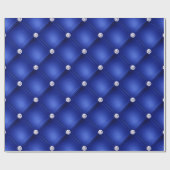 Luxe Blauwe Diamant Gestoffeerd Patroon Cadeaupapier (Vlak)