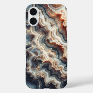 Luxe blauwe en amber agaat telefoonhoes - Ingewikk iPhone 16 Plus Hoesje