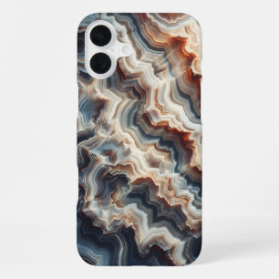 Luxe blauwe en amber agaat telefoonhoes - Ingewikk iPhone 16 Plus Hoesje