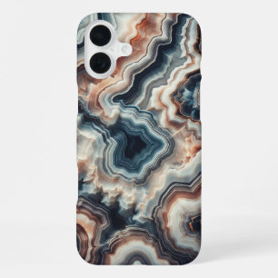 Luxe blauwe en amber agaat telefoonhoes - Ingewikk iPhone 16 Plus Hoesje