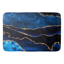 Luxe Blauwe en Gouden Glitter Agate Badmat
